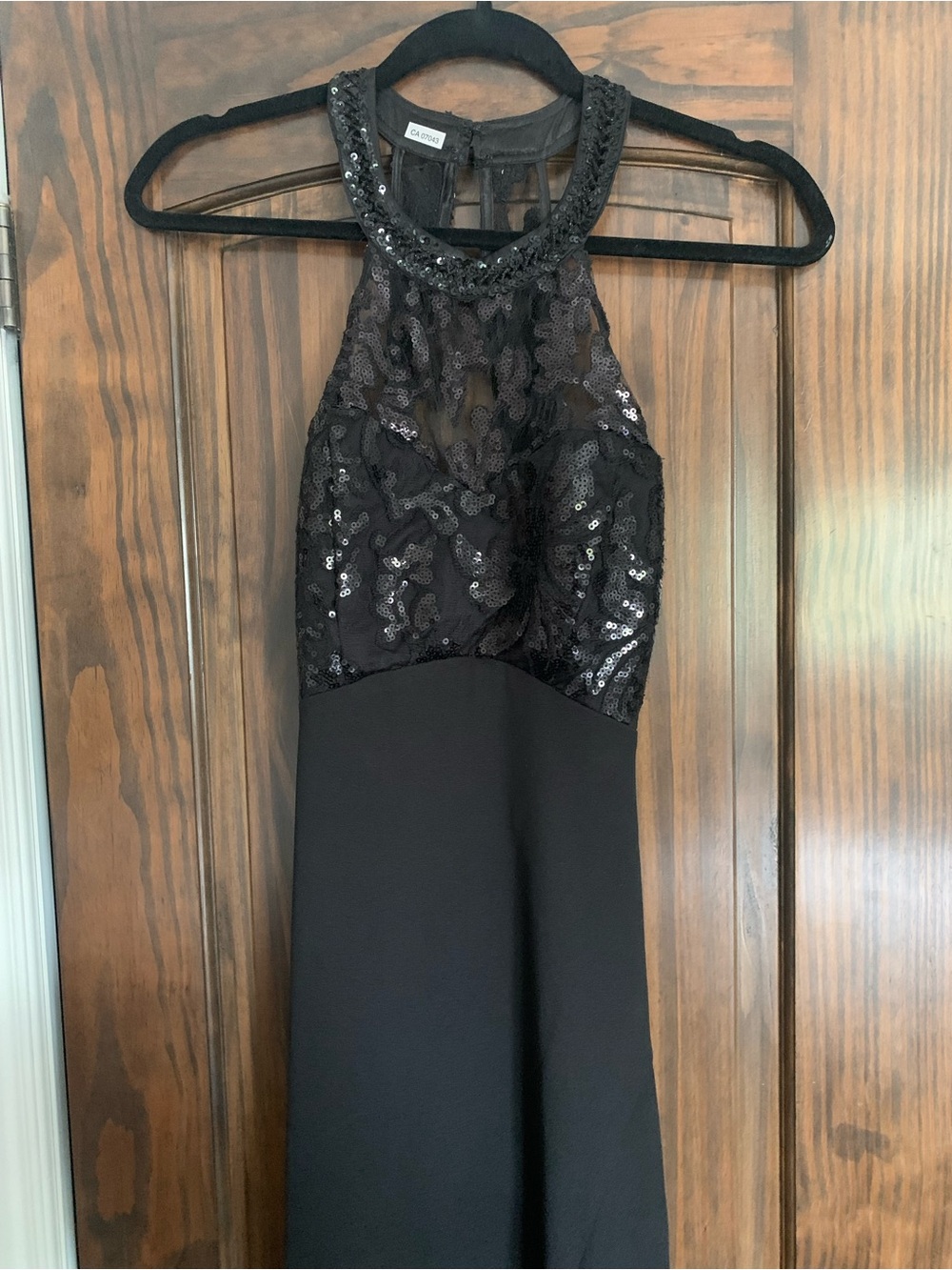 My Michelle Black Sequin Halter Prom Dress